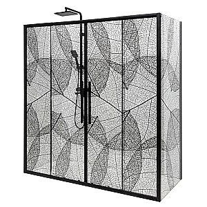 Душевая дверь DTO FB2 190-210 98865 с рисунком/профиль черный купить в интернет-магазине Sanbest