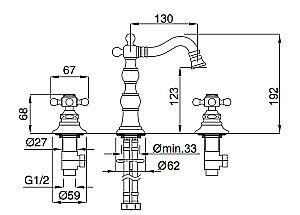 Смеситель для биде на 3 отв. Migliore Arcadia ML.ARC-8325 золото купить в интернет-магазине сантехники Sanbest