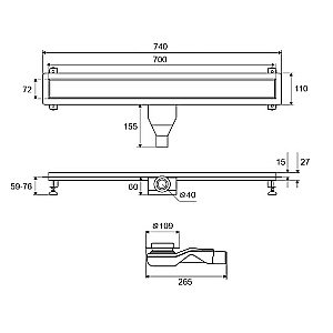 Душевой трап Excellent Stilio Gold 70 INEX.1515.700.P.GL золото купить в интернет-магазине Sanbest