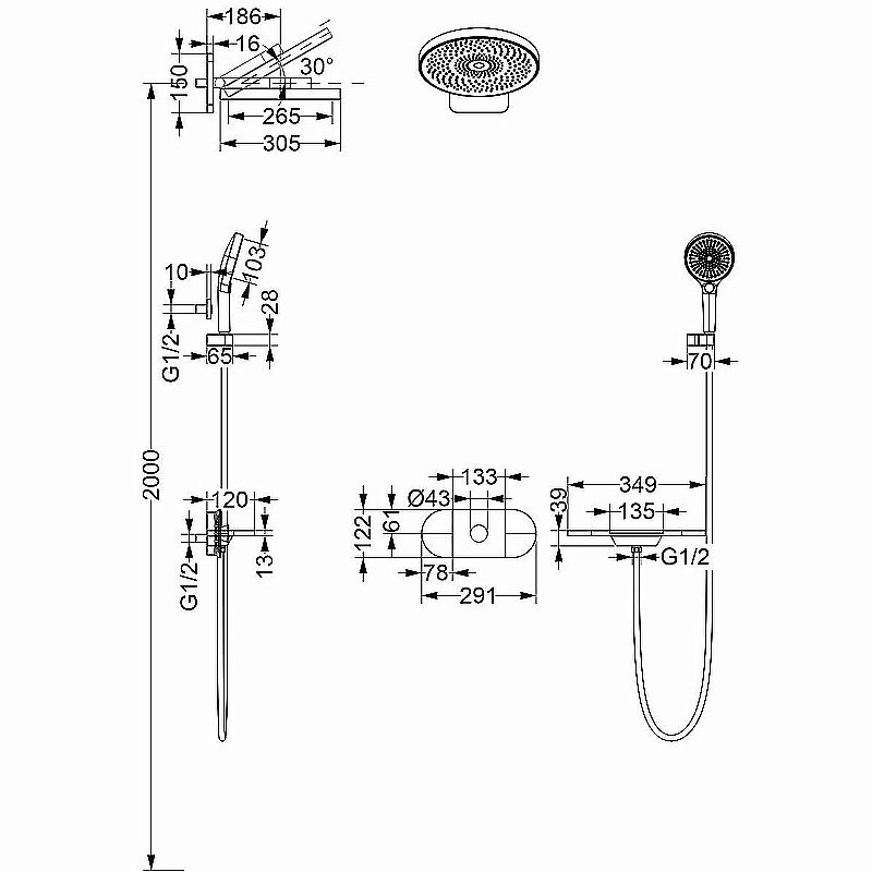 Душевая система Vincea Futura VSFW-2F12TCH хром купить в интернет-магазине сантехники Sanbest