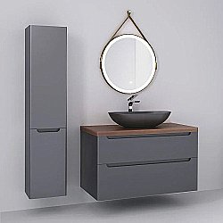 Тумба с раковиной Jorno Wood 100 серая для ванной в интернет-магазине Sanbest