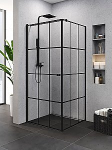 Душевой уголок NEW TRENDY SUPERIA BLACK 90x90 стекло прозрачное клетка/профиль черный купить в интернет-магазине Sanbest