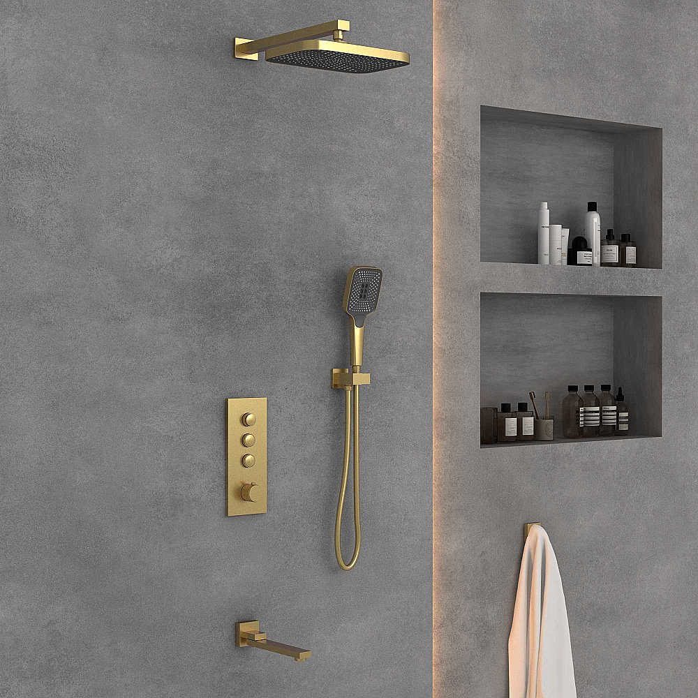 Душевая система Vincea VSFW-433T1BG брашированное золото купить в интернет-магазине сантехники Sanbest