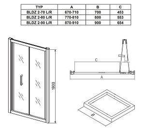 Душевой уголок Ravak Blix BLDZ2+BLPSZ 80х90 купить в интернет-магазине Sanbest