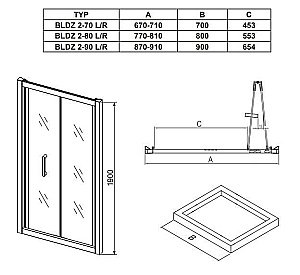 Душевой уголок Ravak Blix BLDZ2+BLPSZ 80х90 купить в интернет-магазине Sanbest