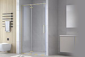 Душевая дверь Royal Bath BERN-V RB100-T-GD 100x195 стекло прозрачное/профиль золотой купить в интернет-магазине Sanbest