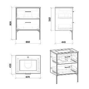 Тумба с раковиной Grossman Неро-70 альпийский дуб для ванной в интернет-магазине Sanbest