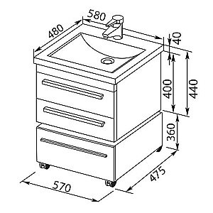 Тумба с раковиной Aquanet Нота 58 для ванной в интернет-магазине Sanbest