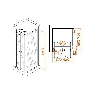 Душевой уголок RGW Passage PA-144B (PA-104B+Z-050-2B+O-104B) 060814467-014 60x70 стекло прозрачное/профиль черный купить в интернет-магазине Sanbest