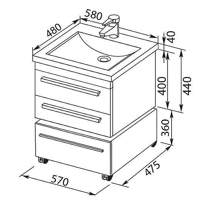 Тумба с раковиной Aquanet Нота 58 для ванной в интернет-магазине Sanbest