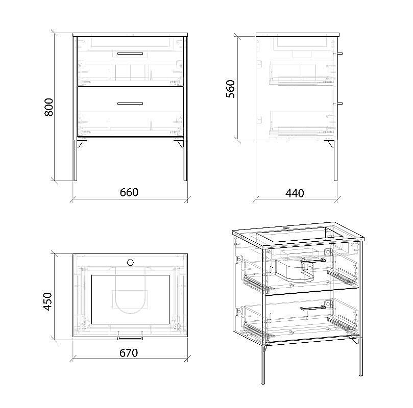 Тумба с раковиной Grossman Неро-70 альпийский дуб для ванной в интернет-магазине Sanbest
