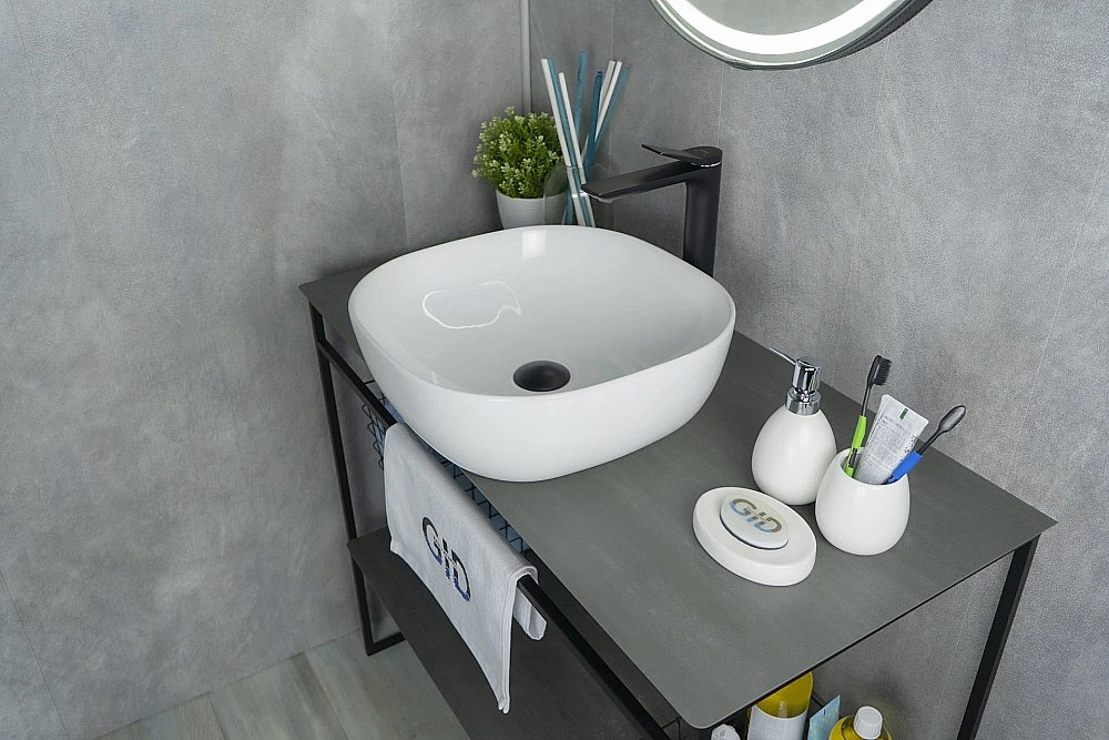 Раковина накладная Gid Geometrico 42,5 D1301 51180 белая купить в интернет-магазине Sanbest