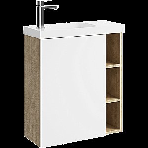 Тумба с раковиной Aqwella Alba 60 корпус дуб давос/фасад белый для ванной в интернет-магазине Sanbest