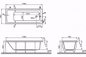 Ванна акриловая Vitra Neon 170x70 купить в интернет-магазине Sanbest
