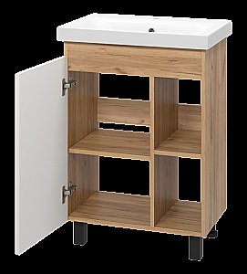 Тумба с раковиной Misty Крафт - 60 П-Кра-07060-011 белый/светлое дерево для ванной в интернет-магазине Sanbest
