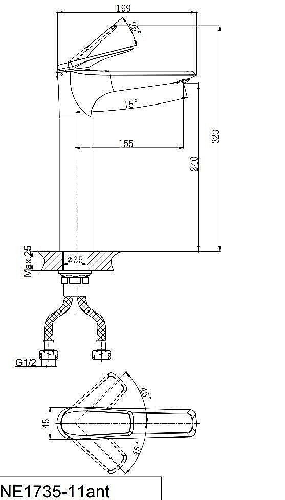 Смеситель для раковины Rush Nevis NE1735-11 бронза купить в интернет-магазине сантехники Sanbest