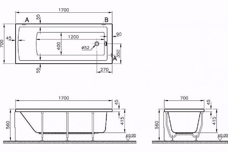 Ванна акриловая Vitra Neon 170x70 купить в интернет-магазине Sanbest