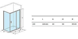 Душевой уголок Excellent Серия 201 120х90 стекло прозрачное/профиль хром купить в интернет-магазине Sanbest