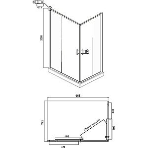 Душевой уголок Ambassador Kingston 14011120 100х80 стекло прозрачное/профиль хром купить в интернет-магазине Sanbest