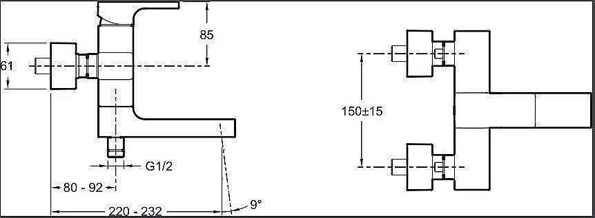 Смеситель для ванны и душа Jacob Delafon STRAYT E45370-CP купить в интернет-магазине сантехники Sanbest