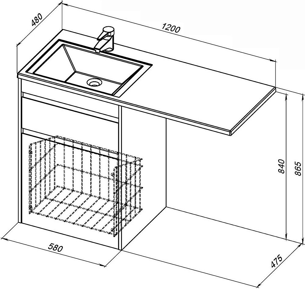 Тумба с раковиной Aquanet Токио 239290 120 белый для ванной в интернет-магазине Sanbest