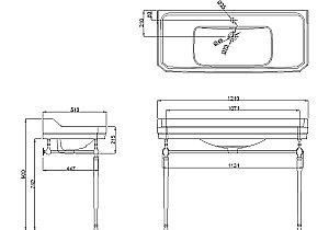 Консоль с раковиной Burlington Edwardian B19 3TH 120 для ванной в интернет-магазине сантехники Sanbest