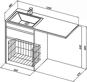 Тумба с раковиной Aquanet Токио 239290 120 белый для ванной в интернет-магазине Sanbest