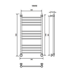 Полотенцесушитель водяной Veconi Voga V10050CH хром купить в интернет-магазине сантехники Sanbest