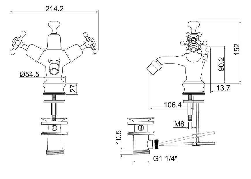 Смеситель для биде Burlington Regent BIR13-QT хром/ручки белые купить в интернет-магазине сантехники Sanbest