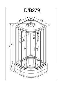 Душевая кабина Deto Серия D D279S+ эл. 90x90 купить в интернет-магазине Sanbest