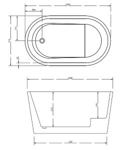 Ванна акриловая ABBER AB9277 130x75 купить в интернет-магазине Sanbest