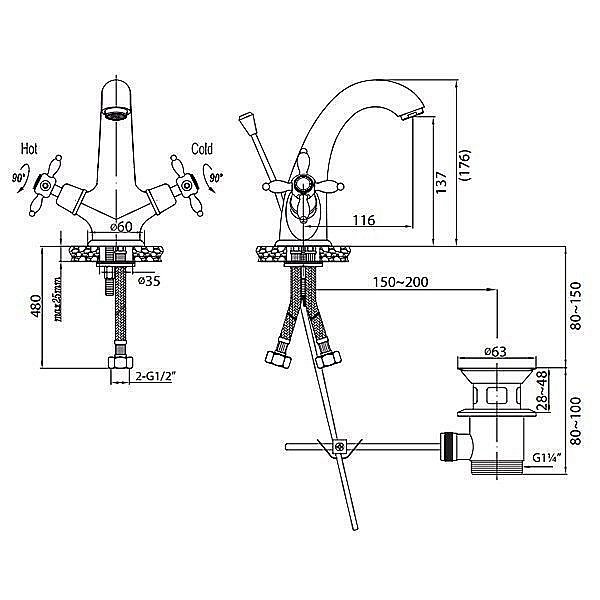 Смеситель для раковины Cezares GOLF-LS1-01 хром купить в интернет-магазине сантехники Sanbest