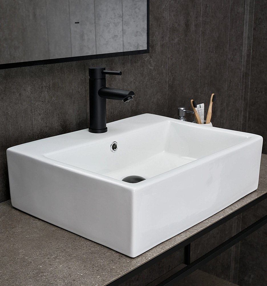 Раковина накладная Gid Geometrico 53 N9153 51215 белая купить в интернет-магазине Sanbest