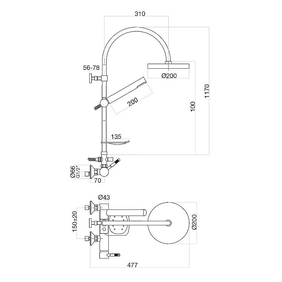 Душевая система Webert Rimini RI870105015 хром купить в интернет-магазине сантехники Sanbest