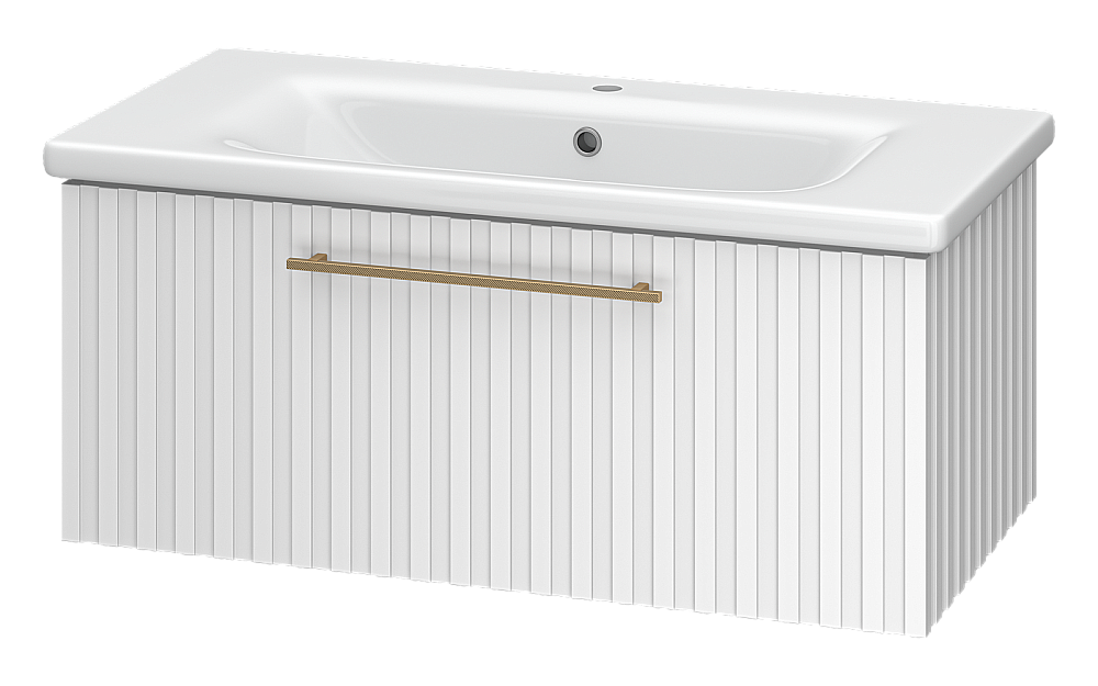 Тумба с раковиной подвесная Brevita Аликанте 90 ALI-09090-0101Я белая для ванной в интернет-магазине Sanbest