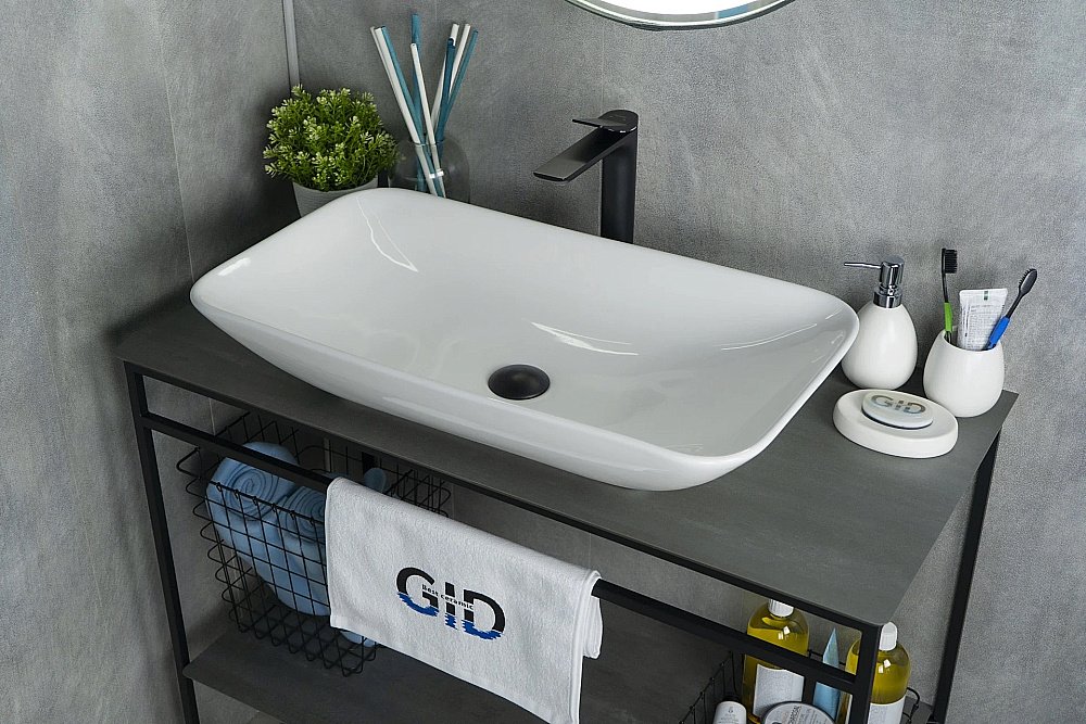 Раковина накладная Gid Geometrico 70 N9122 (E408) 51124 белая купить в интернет-магазине Sanbest