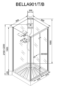 Душевая кабина CeruttiSpa BELLA901B 90x90 купить в интернет-магазине Sanbest