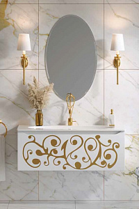 Тумба с раковиной Aqwella Elegance 120 EL0112 белая/золото для ванной в интернет-магазине Sanbest