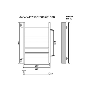 Полотенцесушитель водяной Azario Ancona 500/800 AZ71558 хром купить в интернет-магазине сантехники Sanbest