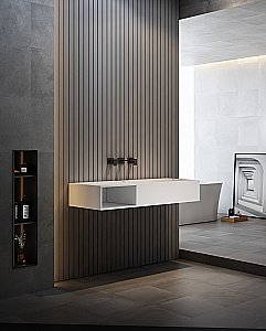 Тумба с раковиной ABBER Stein AS2640-1.2 L/R 120 белая матовая для ванной в интернет-магазине Sanbest