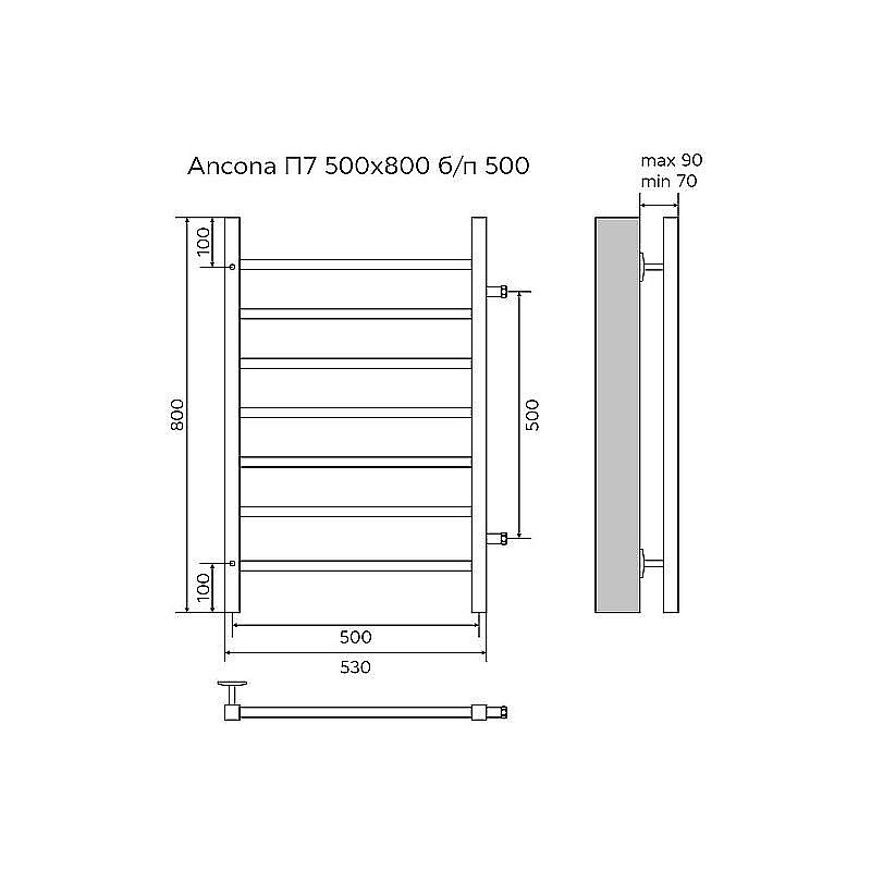 Полотенцесушитель водяной Azario Ancona 500/800 AZ71558 хром купить в интернет-магазине сантехники Sanbest