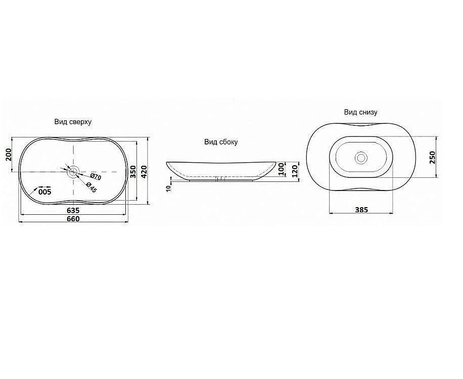 Раковина накладная Ceramalux MNC 66,5 7097 черная, бронзовая купить в интернет-магазине Sanbest