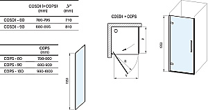 Душевой уголок Ravak Cool! COSD1+COPS 90x80 профиль черный/стекло прозрачное купить в интернет-магазине Sanbest