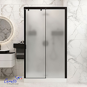 Душевой уголок Ceruttispa MARBELLA 120BF R 120x80 стекло матовое/профиль черный матовый купить в интернет-магазине Sanbest