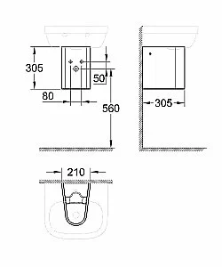 Раковина с полупьедесталом Grohe Euro Ceramic GR2004-2 60 альпин-белая купить в интернет-магазине Sanbest