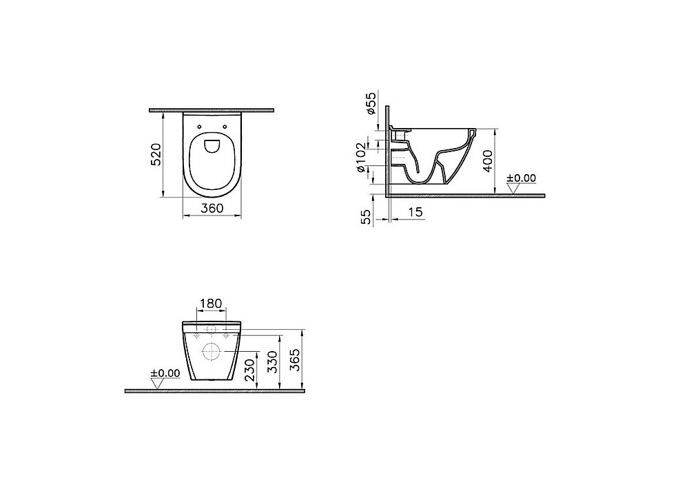 Унитаз подвесной VitrA S50 9003B003-7203 безободковый, с инсталляцией, с крышкой микролифт, белый/клавиша глянцевая белая купить в интернет-магазине Sanbest