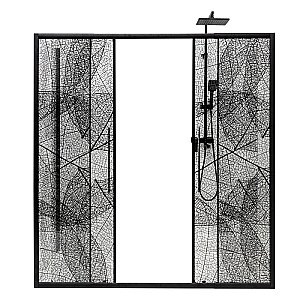 Душевая дверь DTO FB2 190-210 98865 с рисунком/профиль черный купить в интернет-магазине Sanbest