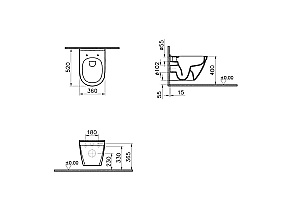 Унитаз подвесной VitrA S50 9003B003-7203 безободковый, с инсталляцией, с крышкой микролифт, белый/клавиша глянцевая белая купить в интернет-магазине Sanbest