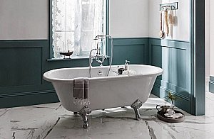 Смеситель для ванны Burlington CL15-QT хром/ручки белые купить в интернет-магазине сантехники Sanbest