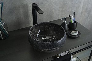 Раковина накладная Gid Esfera 32 Mnc480 54432 черная мрамор купить в интернет-магазине Sanbest